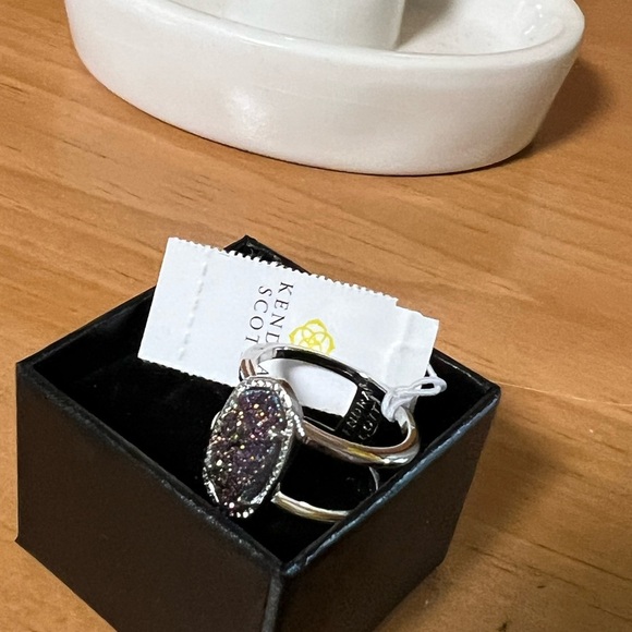 NWT Kendra Scott Silver Multi Drusy Ring Size 7 - Picture 2 of 3